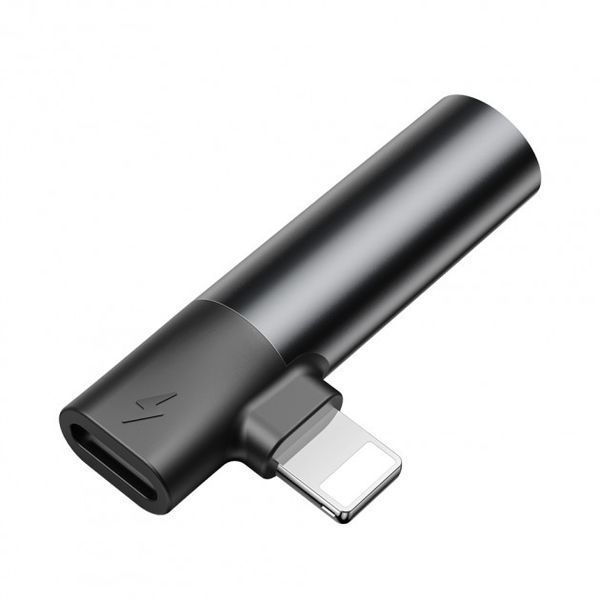 Переходник Baseus L43 Lightning to Lightning+3.5mm digital audio converter Black 1216071351 фото