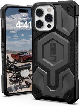 Чохол UAG Monarch Pro Leather MagSafe Silver для iPhone 14 Pro Max 2075018273 фото