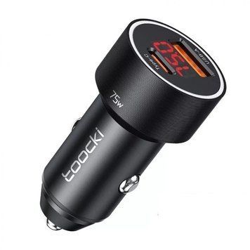 Автомобільний зарядний пристрій Toocki 75W Car Charger Type-C 45w + USB-A 30w Metall 1821649261 фото