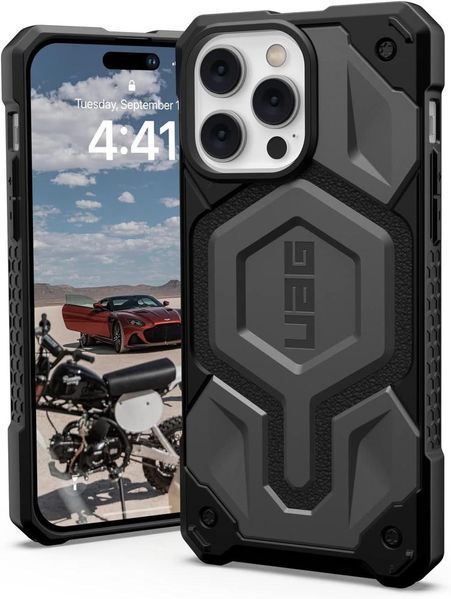 Чохол UAG Monarch Pro Leather MagSafe Silver для iPhone 14 Pro Max 2075018273 фото