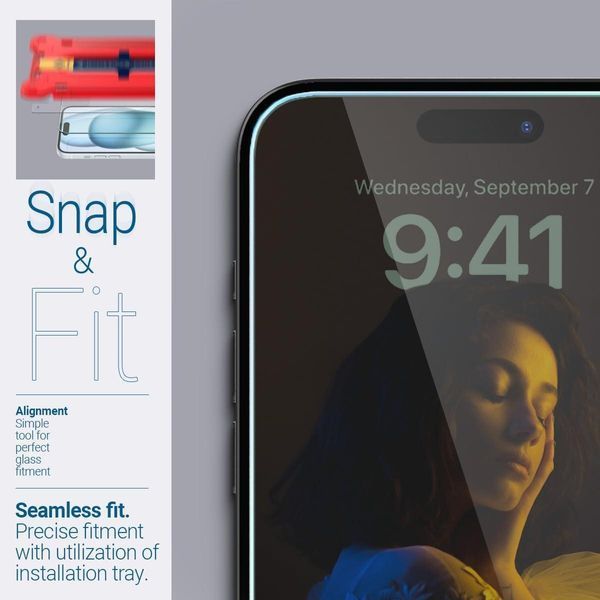 Защитное стекло Caseology Snap Fit 2-Pack для iPhone 15 2026376370 фото