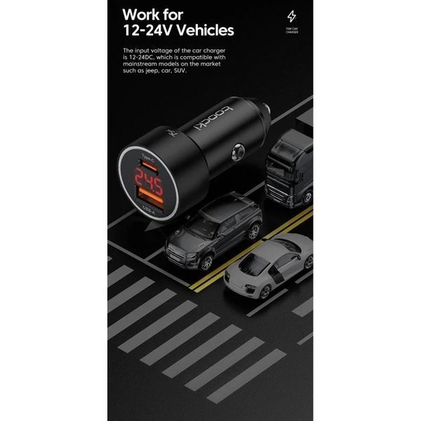 Автомобільний зарядний пристрій Toocki 75W Car Charger Type-C 45w + USB-A 30w Metall 1821649261 фото