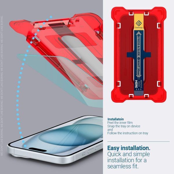 Защитное стекло Caseology Snap Fit 2-Pack для iPhone 15 2026376370 фото