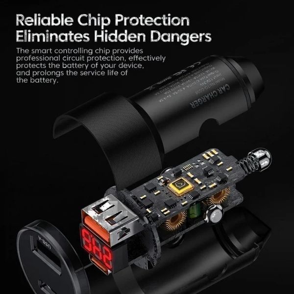 Автомобільний зарядний пристрій Toocki 75W Car Charger Type-C 45w + USB-A 30w Metall 1821649261 фото
