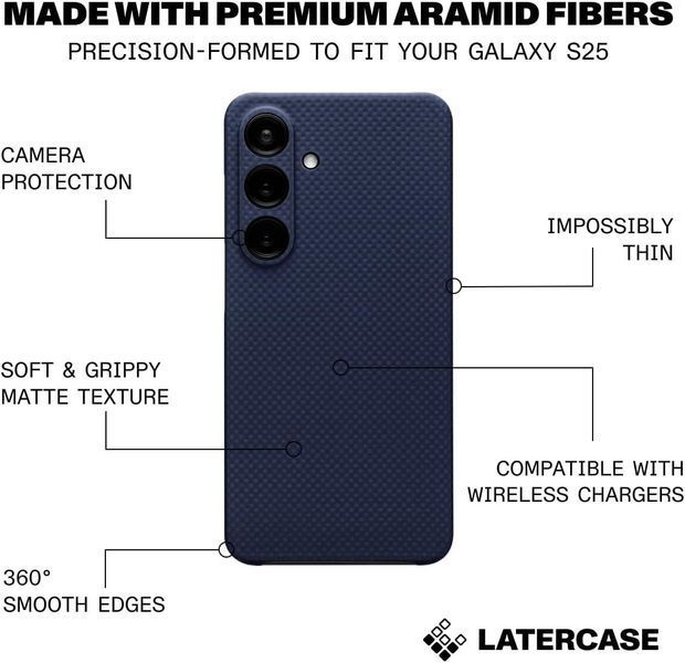 Чохол Latercase Thin Case Kevlar Willy Blue для Samsung Galaxy S25 2986550707 фото