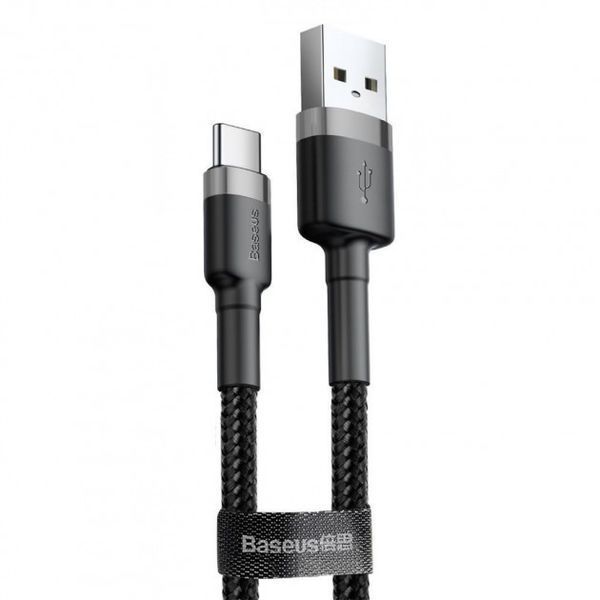 Кабель Baseus Cafule Cable USB for Type-C 3A 1 м Gray/Black (CATKLF-BG1) 1216088653 фото