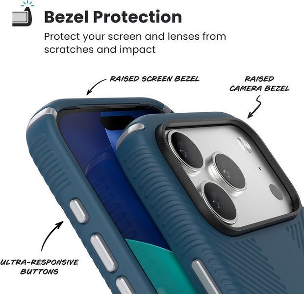 Чохол Speck Presidio 2 Grip Deep Sea/Silver Metallic Grey для iPhone 17 Pro Max | 18 Pro Max 3204132910 фото
