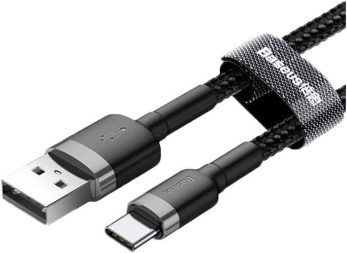 Кабель Baseus Cafule Cable USB for Type-C 3A 1 м Gray/Black (CATKLF-BG1) 1216088653 фото